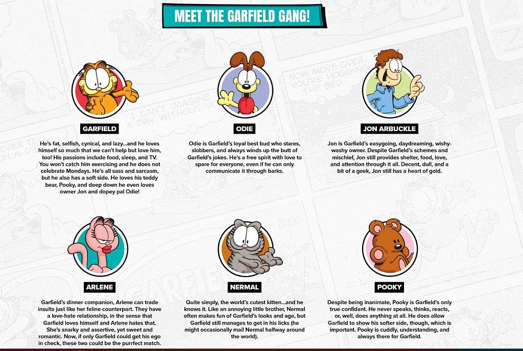 Algunos de los personajes que componen la tira de humor Garfield | meet the Garfield  gang
