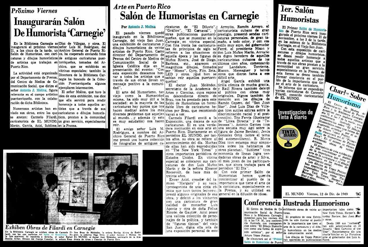 Primer Salón de Humoristas, Puerto Rico, 1969, Recortes del diario el mundo