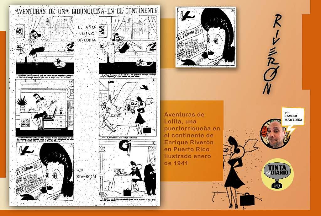 Tira o comic las Aventuras de Lolita, aventuras de una puertorriqueña en el continente por Enrique Riverón
