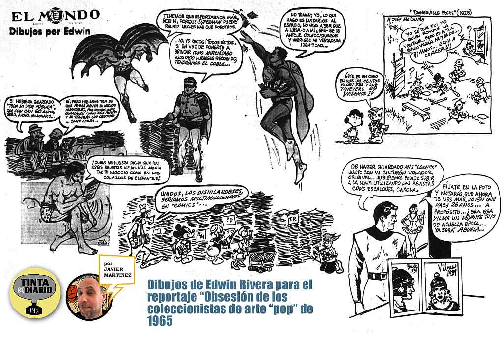 Dibujos de Edwin Rivera para el  reportaje "Obsesión de los  coleccionistas de arte "pop" de 1965