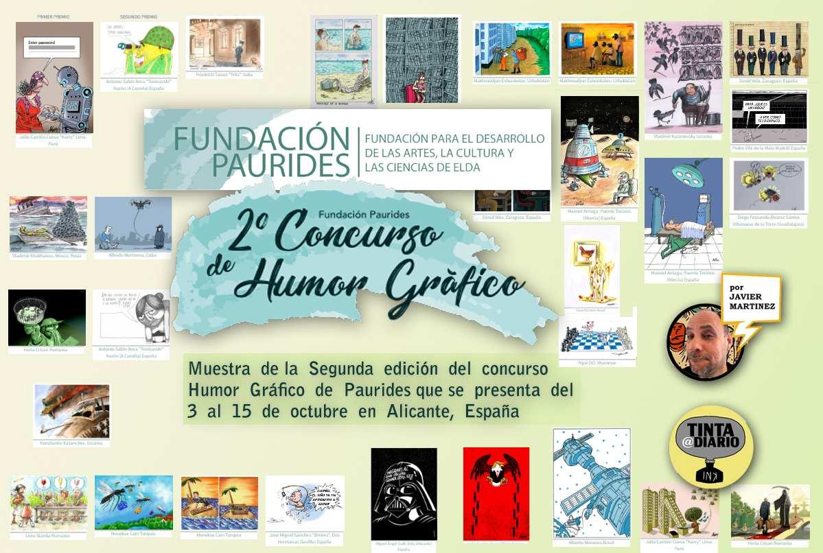 Segunda edición del concurso Humor Gráfico de Paurides se presenta del 3 al 15 de octubre en Alicante, España