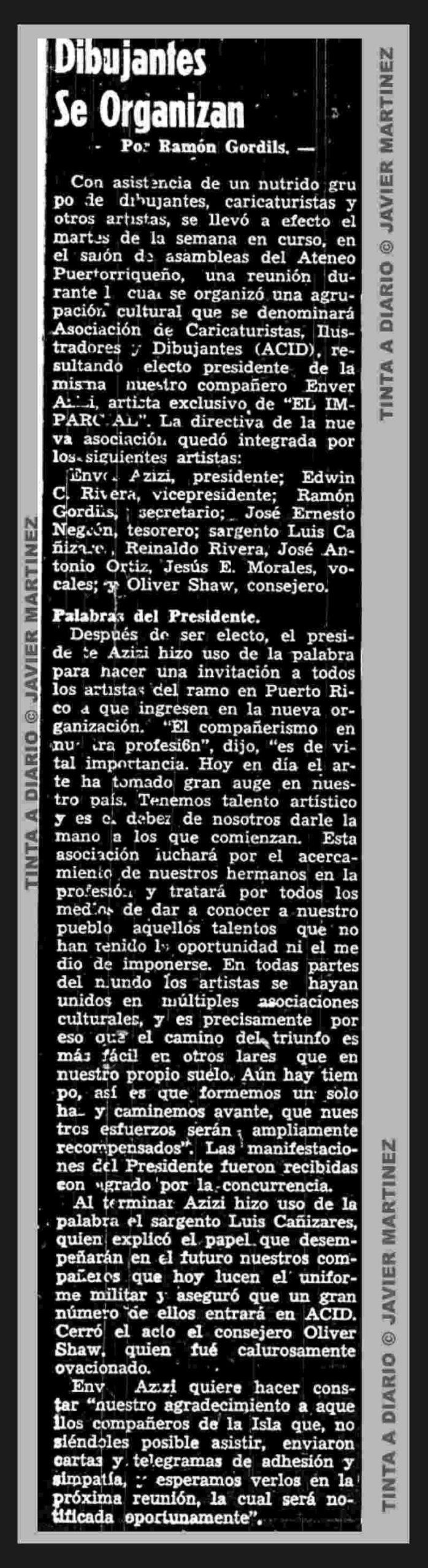 Dibujantes Se Organizan El Imparcial Por Ramón Gordils 1945.07.19