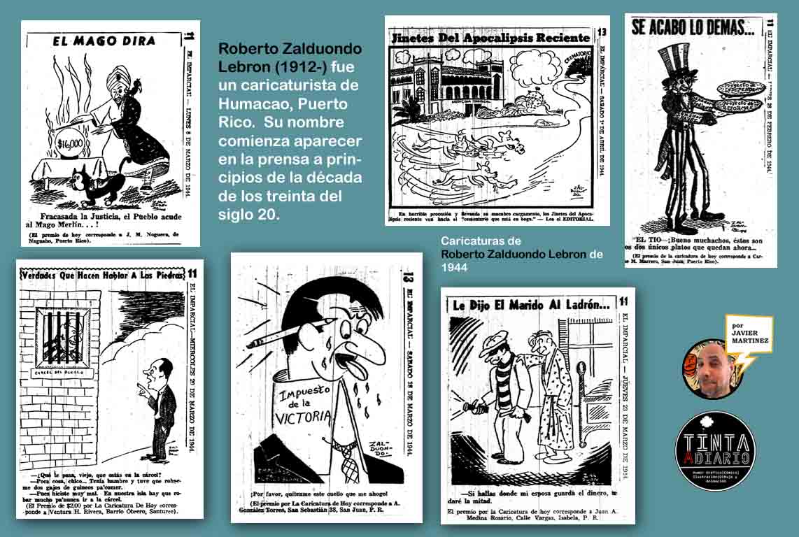 Caricaturas de ROBERTO ZALDUONDO 1944 info de TINTA A DIARIO