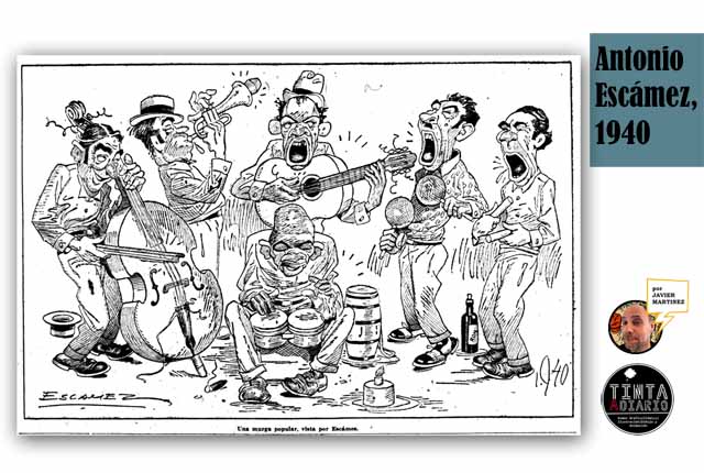 Antonio Escámez Gutiérrez caricatura de músicos 1940