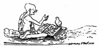 Reportaje "El humanismo de Ghandi" 10 de noviembre de 1980, dibujo de Juan Álvarez O'Neill