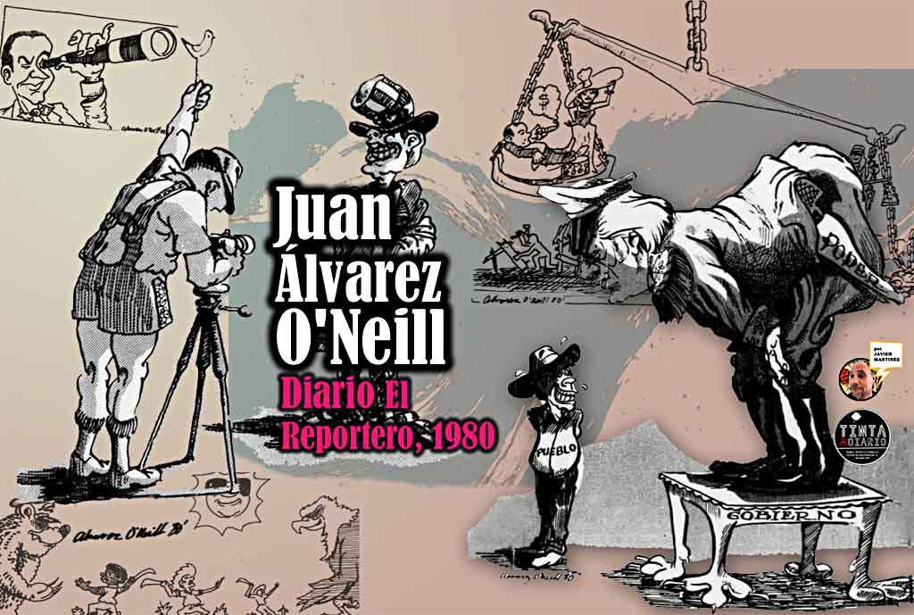 Juan Álvarez O'Neill, dibujos variados publicados en el periódico El Reportero, 1980