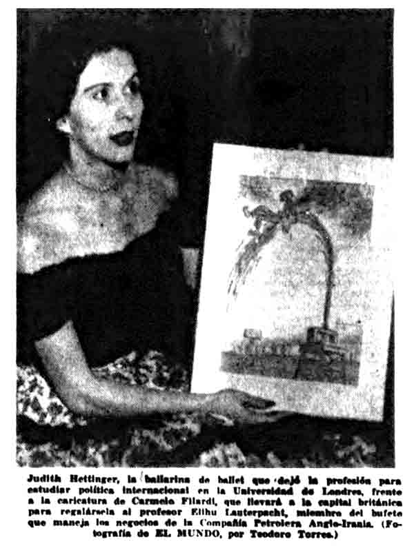 caricatura titulada "Pesadilla Real", de Carmelo Filardi, publicada en la edición de EL MUNDO del 24 de agosto de 1953